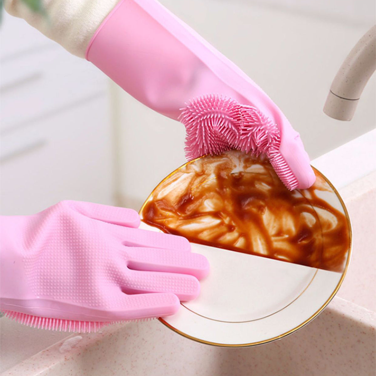 2pcs – Silicone Washing Gloves